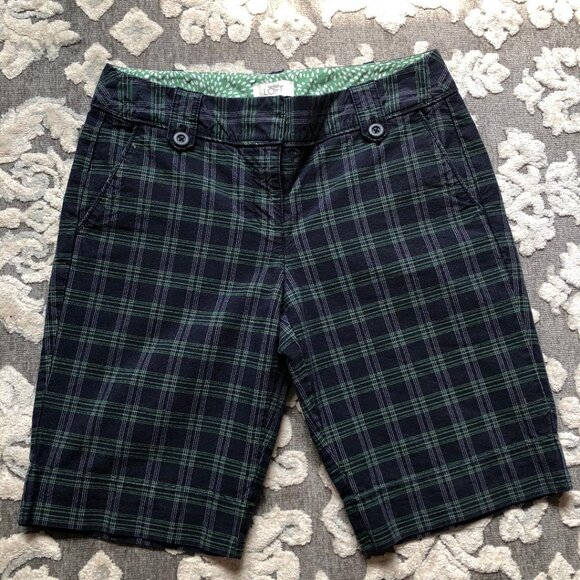 Ann Taylor Loft, Blue/Green plaid, 100% Cotton, Bermuda shorts, Size 4 - Picture 1 of 7